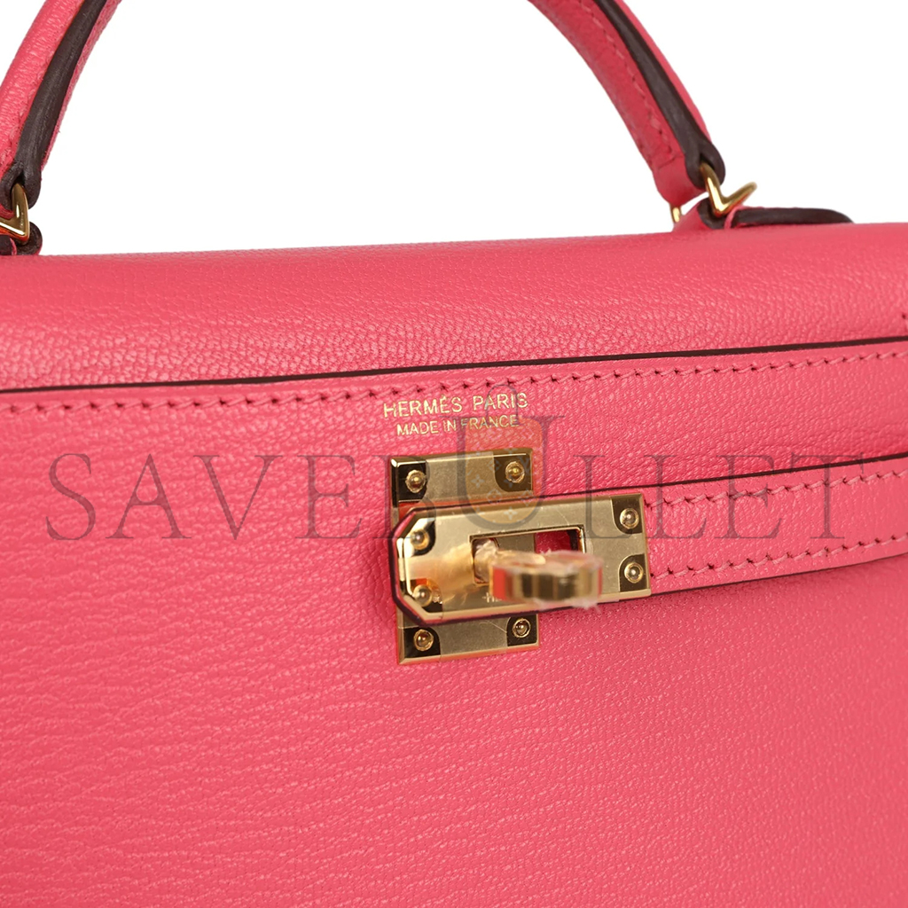 H**mes master mini kelly ii sellier rose azalee chevre mysore gold hardware (19*12*5.5cm)